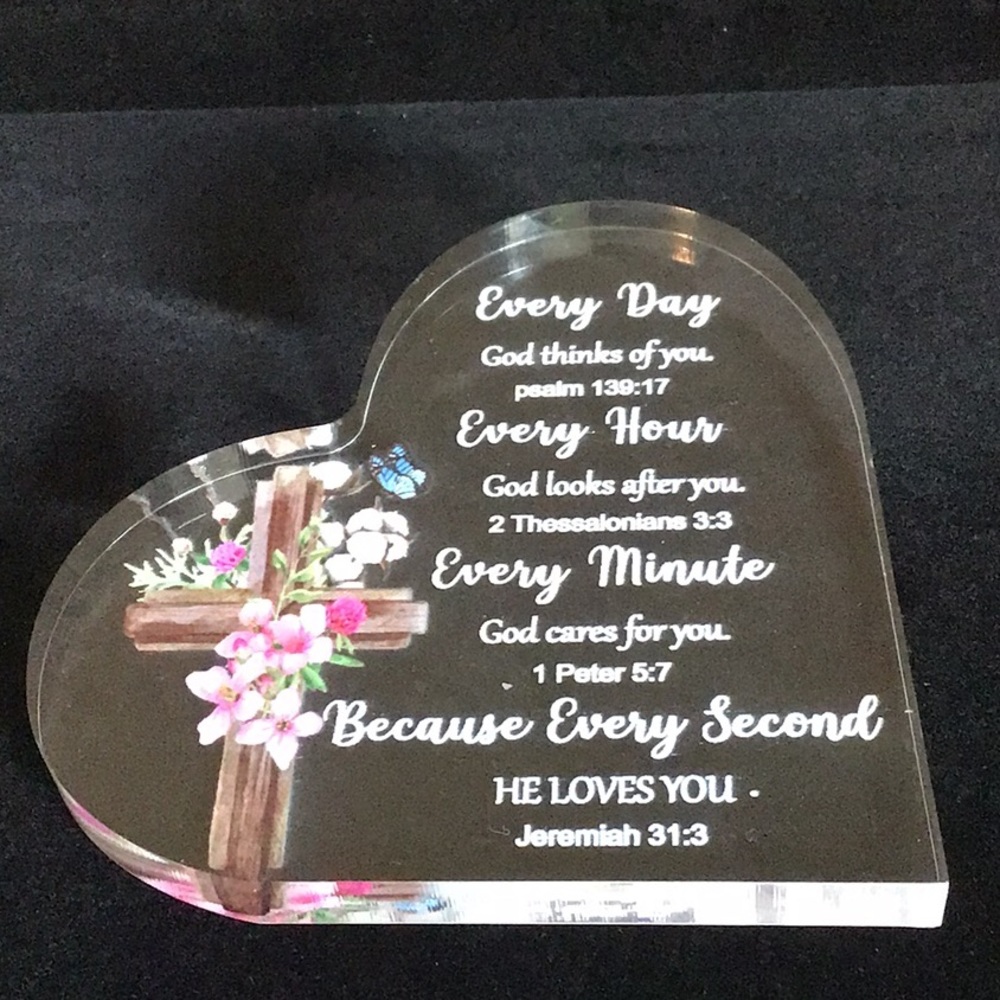 Heart Shaped Scripture Acrylic New Approximate Measurements 4 x 4 x 0.5 …